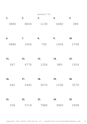 Three by One Digit Problem Set C Answers