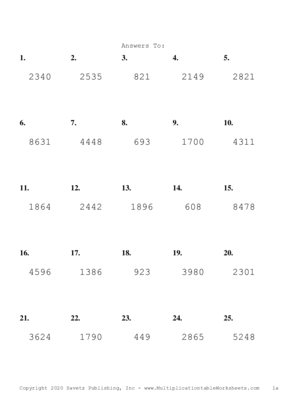 Three by One Digit Problem Set I Answers