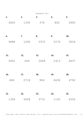 Three by One Digit Problem Set M Answers