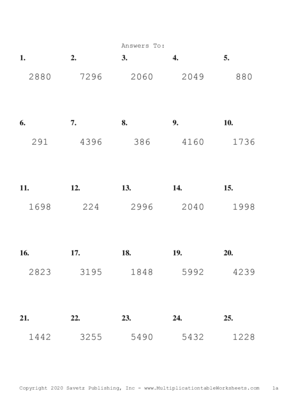 Three by One Digit Problem Set N Answers