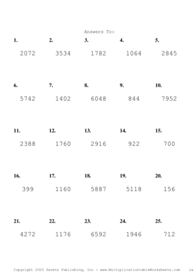 Three by One Digit Problem Set R Answers