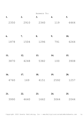 Three by One Digit Problem Set S Answers