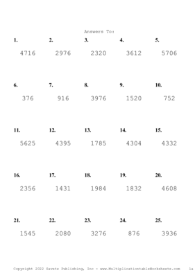 Three by One Digit Problem Set Z Answers