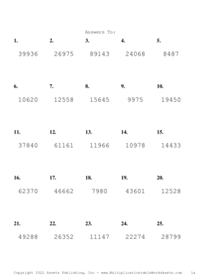 Three by Two Digit Problem Set AA Answers