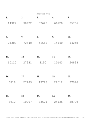 Three by Two Digit Problem Set AC Answers