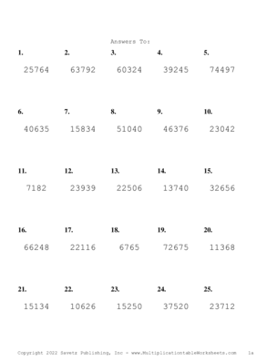 Three by Two Digit Problem Set AG Answers