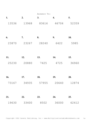 Three by Two Digit Problem Set AH Answers