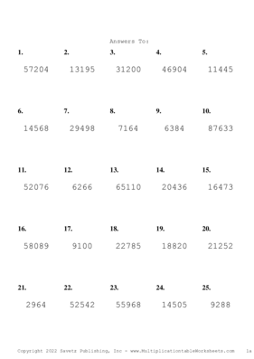 Three by Two Digit Problem Set AL Answers