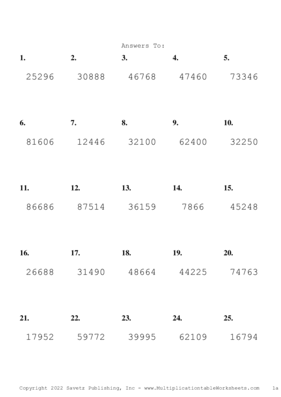 Three by Two Digit Problem Set AM Answers