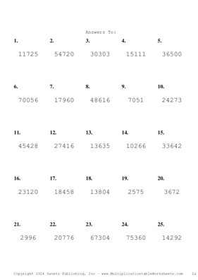 Three by Two Digit Problem Set AR Answers