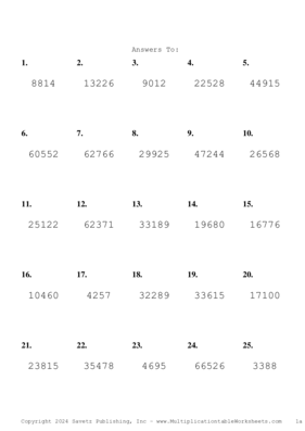 Three by Two Digit Problem Set AT Answers