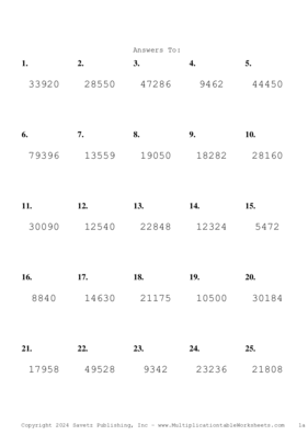 Three by Two Digit Problem Set BB Answers