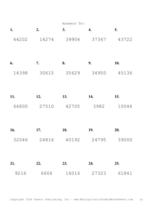 Three by Two Digit Problem Set BE Answers