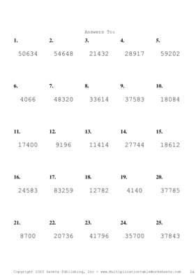 Three by Two Digit Problem Set C Answers