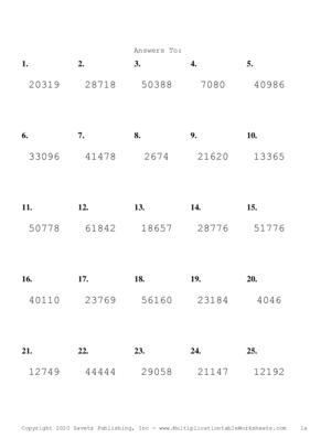 Three by Two Digit Problem Set D Answers