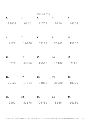 Three by Two Digit Problem Set E Answers