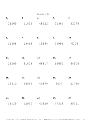 Three by Two Digit Problem Set I Answers