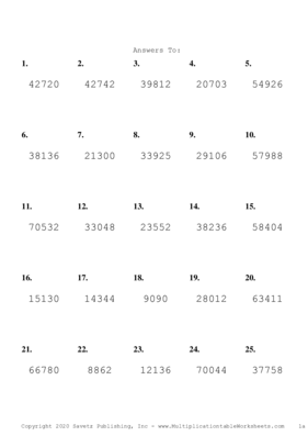 Three by Two Digit Problem Set M Answers