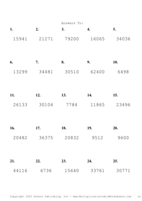 Three by Two Digit Problem Set S Answers