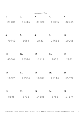 Three by Two Digit Problem Set V Answers