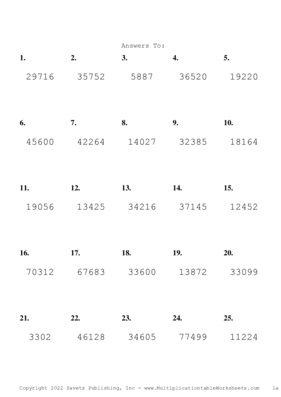 Three by Two Digit Problem Set W Answers