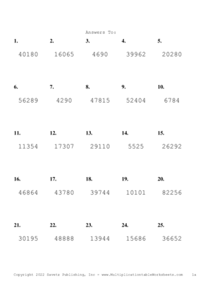 Three by Two Digit Problem Set X Answers