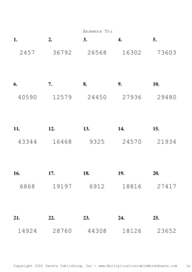 Three by Two Digit Problem Set Z Answers