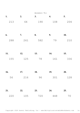 Two by One Digit Problem Set AI Answers