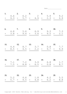 One Decimal Problem Set E Report Template