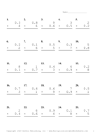 One Digit by One Decimal Problem Set K Report Template