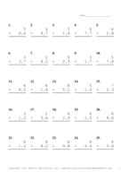 One Digit by One Decimal Problem Set M Report Template