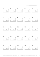 One Digit by One Decimal Problem Set O Report Template