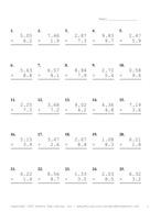 Two Decimal by One Decimal Problem Set A Report Template