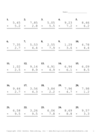 Two Decimal by One Decimal Problem Set AB Report Template