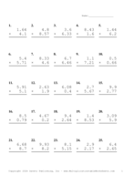 Two Decimal by One Decimal Problem Set AJ Report Template