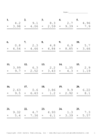 Two Decimal by One Decimal Problem Set BN Report Template