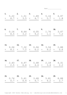 Two Decimal by One Decimal Problem Set G Report Template