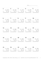 Two Decimal by One Decimal Problem Set N Report Template