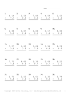 Two Decimal by One Decimal Problem Set S Report Template