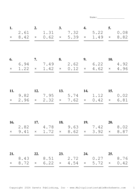 Two Decimal Problem Set BF Report Template