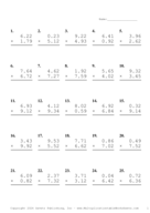 Two Decimal Problem Set BQ Report Template