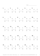 Single Digit Fraction Problem Set AA Report Template