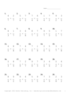 Single Digit Fraction Problem Set AM Report Template