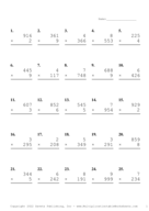 Three by One Digit Problem Set AA Report Template