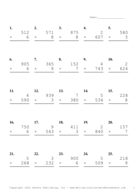 Three by One Digit Problem Set AB Report Template