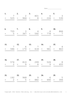 Three by One Digit Problem Set AF Report Template