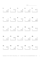 Three by One Digit Problem Set AH Report Template