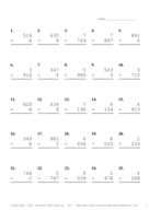 Three by One Digit Problem Set AL Report Template