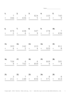 Three by One Digit Problem Set AO Report Template