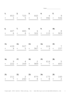 Three by One Digit Problem Set AV Report Template